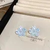Brincos de flor azul doce frescos de primavera e verão para mulheres, brincos com pino de prata s92, brincos de design de moda de nicho