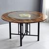 Mesa redonda de madera maciza engrosada, mesa de comedor para el hogar, mesa de agua, mesa redonda para hotel, 1 estante de mesa reforzado con plato giratorio de fábrica