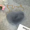 Bolsas em Formato de Coração Transfronteiriças, Bolsas Transversais Femininas com Corrente, Bolsas de Ombro de Pelúcia, Porta-Moedas, Atacado em Estoque