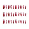 Wm-368 Blush Manzhu Unhas Postiças Curtas t Vermelho Esfumado Degradê Flores Sexys Unhas Usáveis Atacado