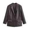 Comércio Exterior Transfronteiriço Spot 2025 Estilo Europeu e Americano Feminino Outono Nova Moda Retrô Blazer de Dois Botões Jaqueta de Couro