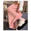 Falda de punto gruesa con forro polar para mujer, estilo nuevo, otoño e invierno, de comercio exterior, con tubo recto, abertura en forma de A, longitud media en la cadera.
