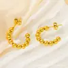 Pendientes de Acero Inoxidable Chapado en Oro de 18K con Perlas en Forma de C, Estilo Retro Francés Europeo y Americano, Nuevos, Moda de Nicho, Versátiles