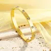 Pulseira Transfronteiriça Europeia e Americana à Prova d'Água e que Não Desbota em Aço Titânio Cravejada de Diamantes com Gypsophila Banhada a Ouro 18K Pulseira de Joalheria Versátil Estilo Ins