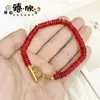 Espaciadores de Ágata Roja Transfronterizos Europeos y Americanos, Espaciadores Dorados, Pulseras con Broche Ot, Joyería de Gama Alta de Moda de Nicho al por Mayor