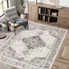 Alfombra de sala de estar estilo persa vintage, fácil de limpiar, antideslizante, lavable, adecuada para sofá de sala de estar, dormitorio y mesita de noche