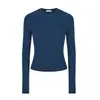 Fotos Reais de Moda Feminina para Exportação - Estilo Hot Girl Camiseta Curta Slim-Fit com Mangas Longas, Gola Redonda e Design Justo