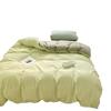 Juego de cama de cuatro piezas de color liso, sábana de algodón lavado, funda de edredón individual, funda de edredón lijada, juego de tres piezas, ropa de cama universal sencilla para las cuatro estaciones para mujer