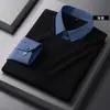 Suéter de Cachemira con Diseño de Camisa Blanca Falsa de Dos Piezas, Manga Larga con Cuello en V para Hombre, Nuevo Punto de Negocios Casual de Primavera/Otoño de Alta Gama