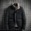 Invierno nuevo abrigo para hombre cuello de piel cuello alto abrigo acolchado de algodón corte ajustado moderno cálido casual chaqueta acolchada de algodón con solapa chaqueta corta acolchada de algodón