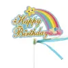 Decoración para Pastel Arcoíris Brillante Láser Unicornio Fiesta de Cumpleaños Postre Decoración Horneado Decoración de Pastel