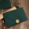 Envelope Verde Escuro Texturizado, Espessado com um Toque de Luxo, Cartão de Cumprimentos, Convite com Selo de Cera, Papel de Carta Vintage para Escrever Cartas de Amor