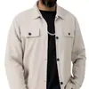 Nueva Chaqueta Abrigo Casual de Hombre Amazon Transfronterizo Otoño Waffle Color Sólido Bolsillo Superior Manga Larga