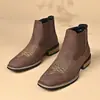 Botas de Cuero Bordadas Cross Factory Botas Chelsea para Hombre Punta Cuadrada Tacón Bajo Envío en 48 Horas Botas para Hombre En Stock Venta al por Mayor