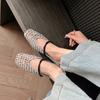 Vacaciones en París Estilo Nuevo~ Zapatos de Mujer Versátiles de Suela Suave, Boca Baja, con Tira Trenzada Calada y Punta Cuadrada Estilo Francés