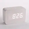 Novo Relógio de Mesa de Madeira LED Silencioso com Controle de Voz Digital, Luz Noturna e Display de Temperatura