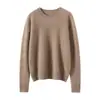 Suéter de punto 100% cachemira para mujer, color liso, cálido, de manga larga, nuevo estilo otoño e invierno, suave y amigable con la piel, cuello redondo, prenda base