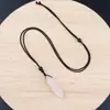 Piedra Natural Piedra Semipreciosa Amatista Ojo de Tigre Cristal Rosa Cono Hexagonal de Doble Punta Colgante DIY Collar Joyería Colgante Transfronterizo