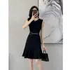 Vestido de Seda Gelada Sem Mangas de Alto Padrão Coreano para Mulheres, Verão 2026, Elegante Estilo Cauda de Peixe, Vestido Preto Pequeno Ol de Escritório Petite