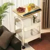 Carrinho de Armazenamento Dobrável com Divisórias, Mesa de Cabeceira, Mesa de Centro, Estante de Armazenamento, Prateleira Móvel de Armazenamento para Cozinha e Banheiro