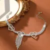 Moda Europeia e Americana Tornezeleira Coração Vazado Borboleta Strass Temperamento de Praia Tornezeleira Brilhante com Strass Joia para Pé Tornezeleira com Strass