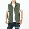 Novo Colete Casual Masculino para Primavera e Outono, Colete Outdoor com Múltiplos Bolsos para Pesca e Fotografia, Colete Fino com Gola Alta