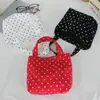 Bolsa de Almuerzo Portátil de Nylon con Lunares Retro, Bolso Tote Pequeño Impermeable Simple de Mano, Bolsa de Almacenamiento para Compras Diarias