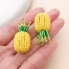 Colgante de Fruta Hecho a Mano Cereza Maíz Uva Frambuesa Amuletos DIY Cadena para Teléfono Llavero Accesorios Adornos Tejidos