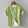 L740 verano simple liso camisa corta cuello de hombre cárdigan manga corta camisa de algodón abrigo de hombre una generación de cabello