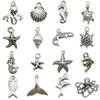 1 Peça de Pingente de Liga da Série Oceano Cavalo-marinho Estrela-do-mar Casco de Tartaruga Pulseira Colar Chaveiro DIY Desenho Animado