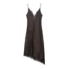 Fornecimento Exclusivo Transfronteiriço de Roupas Femininas Novos Produtos 2026 Moda Estilo Europeu e Americano Sexy Rendado Textura de Seda e Cetim Vestido 5919040