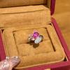 Anillo de Gatito Melocotón Micro-incrustado de Lujo Ligero de Alta Gama Collar con Colgante Rojo Diseño Nicho Moda Combinable Traje de Mujer