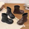 Botas Martin para Niñas para Primavera y Otoño, Botines Versátiles de Moda con Suela Suave, Botines Cortos Infantiles con Hebilla Metálica, Botas de Cuero Sencillas Negras para Niños