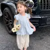 Conjunto de Verão para Meninas 2026 Novo Estiloso Camisa Baby Doll Roupas Conjunto de Duas Peças de Verão da Moda para Crianças Estilo Fino