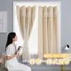Cortinas Opacas sin Taladro para Dormitorio, Casa de Alquiler, Dormitorio, Tela Gruesa de Doble Capa para Ventanas Salientes, Cortinas Hechas