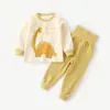 Roupa Íntima Infantil, Algodão Puro, Roupa de Casa para Meninas, Proteção da Barriga, Pijama Infantil de Cintura Alta para Primavera e Outono, Conjunto de Roupa de Outono para Bebê