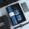 Set de Regalo: 3 Tapas para 1 Vaso, Vaso Térmico Aislado al Vacío de Acero Inoxidable 304, Vaso de Agua Portátil Minimalista para Regalos de Conferencia