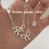 Cadena para Clavícula Elegante Sencilla y Versátil Estilo Ins Coreano Collar de Moño de Plata de Ley S925 Dulce y Lindo Versátil para Mujeres
