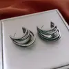 Brincos Pingente Redondo Multicamadas Zircônia Agulha de Prata Estilo Francês, Brincos de Moda Temperamento Luxo Leve, Brincos de Nicho Focados em Design