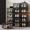 Caja de Zapatos Magnética Transparente Interior y Exterior Dormitorio Zapatero Caja de Almacenamiento de Tacones Altos Gabinete de Zapatos Transparente de Superposición Libre a Prueba de Polvo