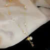 Colar de Zircônia Pérola Banhado a Ouro 18K Real, Requintado e Elegante, Versátil para o Dia a Dia, Corrente de Clavícula, Corrente de Pescoço de Nicho de Luxo Leve para Mulheres