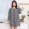 Delantal de invierno grueso de manga larga con forro polar para adulto, antimanchas, cálido, con estampado, chaqueta exterior a prueba de viento, ropa de trabajo para mujer