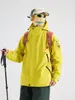 Chaqueta impermeable de dos piezas estilo montaña 3 en 1 para exteriores para hombres y mujeres, cálida con capucha desmontable, adecuada para montañismo y esquí