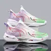 Zapatos de Baloncesto Guochao Súper Ligeros de Malla Transpirable Luminosos de Moda para Hombres y Mujeres Versátiles Amortiguación Resistentes al Desgaste Antideslizantes Zapatos Deportivos Casuales