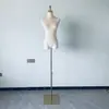 Vestido de noiva de veludo damasco modelo expositor para vitrine de loja de roupas femininas manequim de meio corpo ajustável suporte feminino