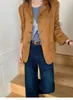 Blazer retrô francês estilo INS com design de abotoamento simples, bolsos duplos e uma paleta de cores Maillard, modelo 25355