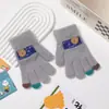 Luvas de Outono e Inverno para Crianças, Meninos e Meninas, Luvas de Lã Tricotadas Fofas de Cinco Dedos para Ciclismo, Luvas Quentes e Anticongelantes