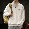 Sudadera con cuello alto y media cremallera bordada de marca, moderna para otoño e invierno, para hombre, top casual elegante y sencillo