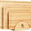 Tábua de corte de bambu para cozinha com suporte, conjunto criativo de bandeja para frios de madeira maciça, tábua de corte retangular de madeira para uso doméstico
