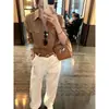 Camisa Sencilla de Manga Larga con Hombrera Estilo Old Money para Mujer Primavera y Otoño Diseño de Alta Gama Sentido Retro Temperamento Delgado Top Versátil